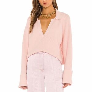 Pink V-Neck Sweater Harvey Pullover from Revolve - L’Academie